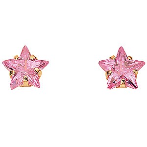9ct gold Pink Cubic Zirconia Star Stud Earrings