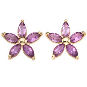 H Samuel 9ct Gold Amethyst Flower Stud Earrings