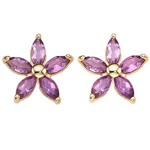 9ct gold Amethyst Flower Stud Earrings