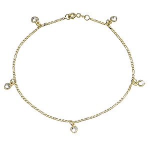 9ct gold Cubic Zirconia Heart Anklet