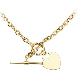 9ct Gold 17'' Heart T-Bar