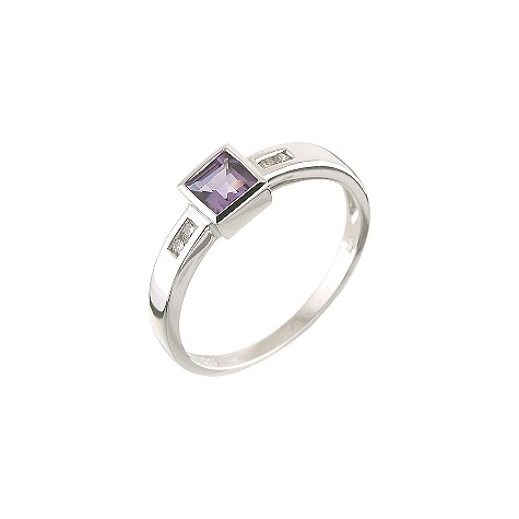 9ct white gold diamond and amethyst ring