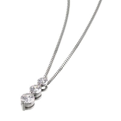18ct white gold half carat Leo Diamond three stone pendant - Product number 4597206