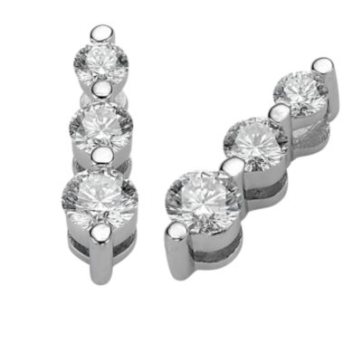 18ct white gold half carat Leo Diamond three stone earrings - Product number 4597214