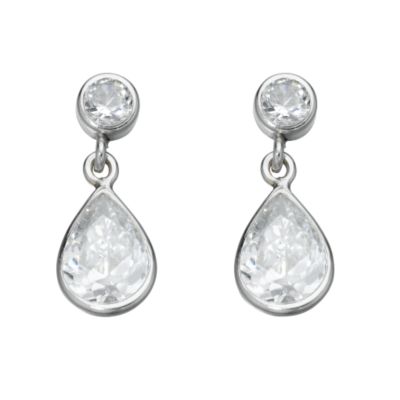 9ct white gold cubic zirconia drop earrings - Product number 4602056