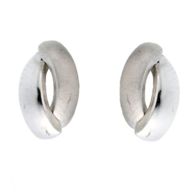 9ct white gold matt and satin knot stud earrings