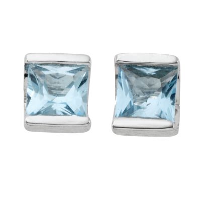 9ct white gold blue topaz stud earrings - Product number 4602218