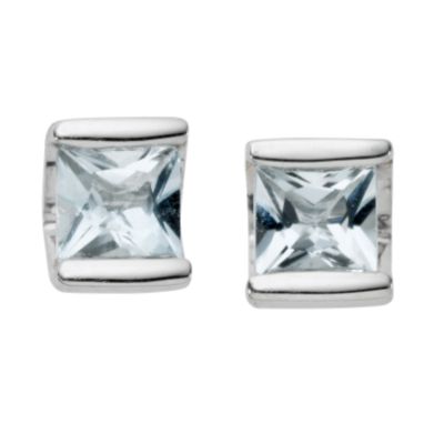 9ct white gold aquamarine stud earrings - Product number 4602250