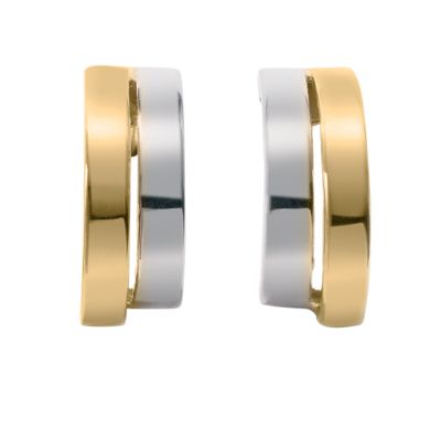 9ct two-colour gold hoop earrings - Product number 4602307