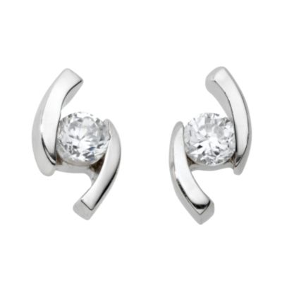 9ct white gold cubic zirconia twirl stud earrings - Product number 4602366