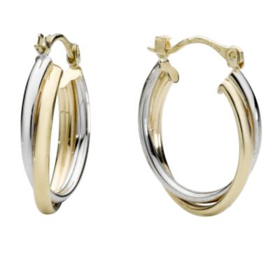 9ct two-colour gold hoop earrings - Product number 4603087