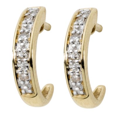 9ct gold diamond hoop earrings - Product number 4604245