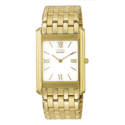 Eco-Drive mens gold-plated bracelet watch