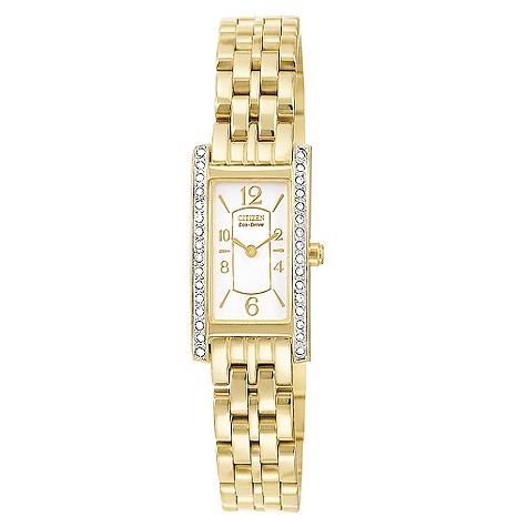 Eco-Drive ladies gold-plated stone set