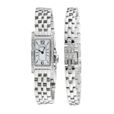 Citizen EcoDrive ladies&39crystal watch and bracelet set