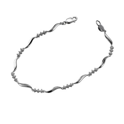9ct white gold wavy diamond bracelet - Product number 4617134