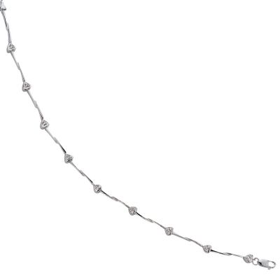 9ct white gold diamond and heart bracelet