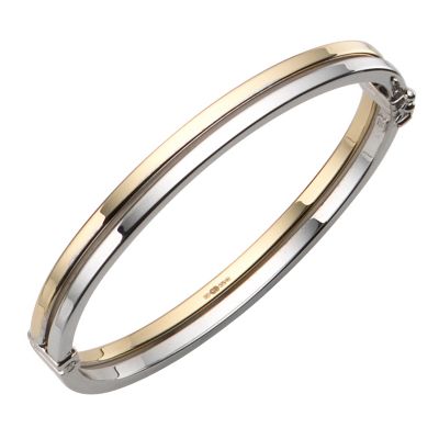 9ct two-colour gold bangle