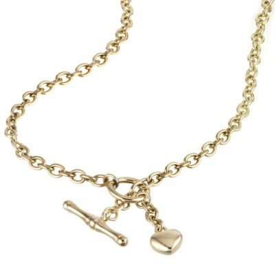 Unbranded 9ct yellow gold heart charm t-bar necklace