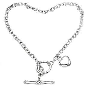 Unbranded 9ct White Gold 7.5 Heart T-Bar Bracelet