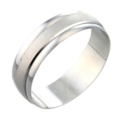 9ct White Gold Frosted and Polished Ring