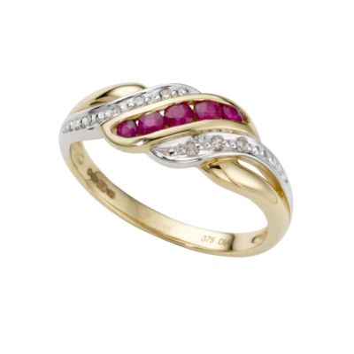 9ct two-colour gold ruby and diamond ringg - Product number 4628276