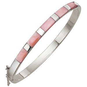Silver Pink Mother-of-pearl Bangle