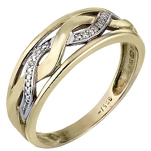 9ct gold Diamond Set Wavy Ring