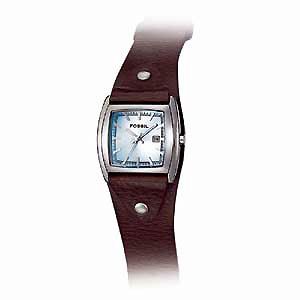 Fossil Ladiesand#39; Brown Leather Cuff Watch