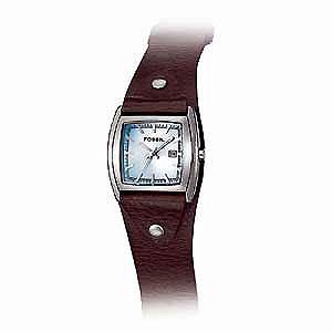 Fossil Ladiesand#39; Brown Leather Cuff Watch