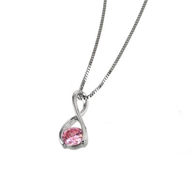 9ct white gold and pink cubic zirconia necklace - Product number 4640837
