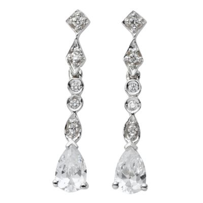 9ct white gold cubic zirconia chandelier earrings - Product number 4641035