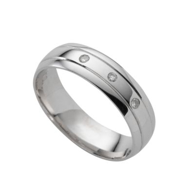 Men's 18ct white gold diamond wedding ring - Product number 4650360