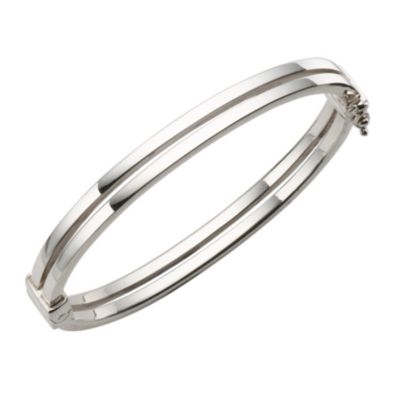 Sterling silver double bar bangle
