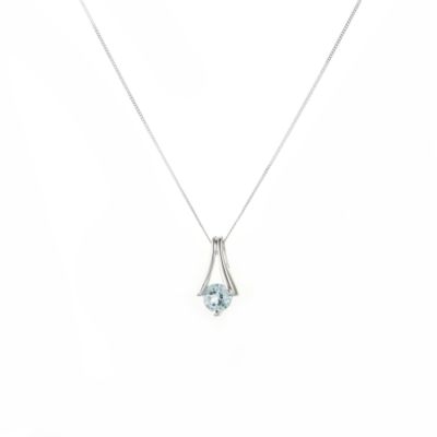 9ct White Gold Blue Topaz Drop Pendant - Product number 4664647