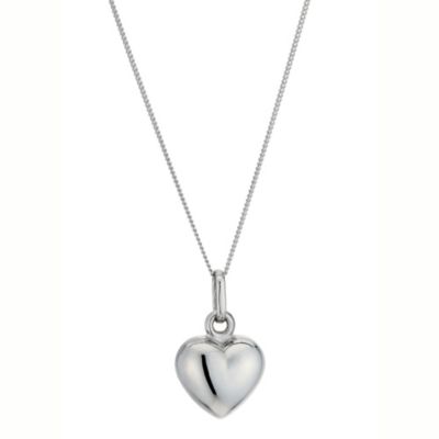 9ct White Gold Heart Pendant