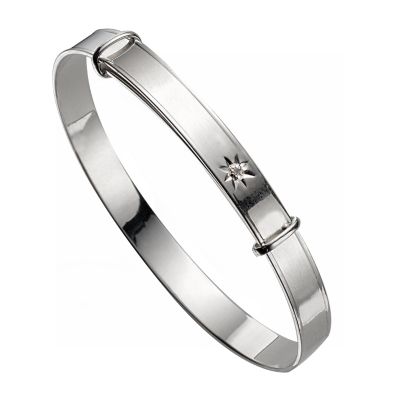 Childand#39;s Silver Expander Bangle With Diamond