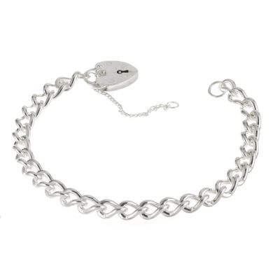 Sterling Silver X-L Curb Charm Bracelet