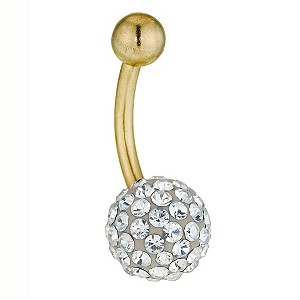 9ct Gold Crystal Ball Belly Bar