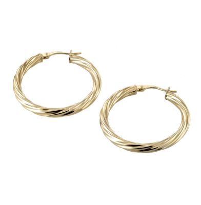 9ct Gold Twisted Creole Earrings