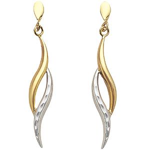 9ct Gold Diamond Cut Drop Earrings