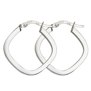 9ct White Gold Small Square Tube Creole Earrings