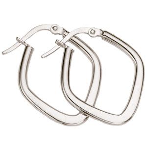 9ct White Gold Creole Earrings