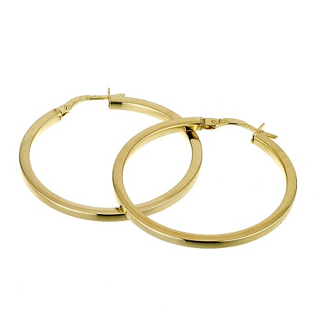 9ct gold creole 32mm square edge hoop earrings