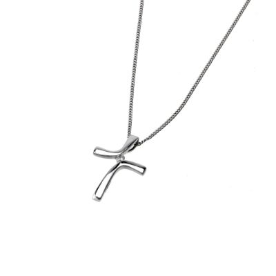 9ct white gold mini curve diamond cross - Product number 4671546