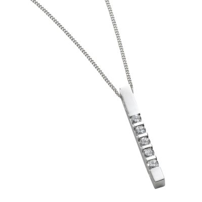 9ct white gold cubic zirconia pendant