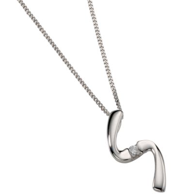 9ct white gold cubic zirconia swirl pendant - Product number 4671929