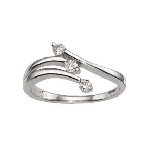 9ct White Gold 0.15 Carat Diamond Three Stone Ring