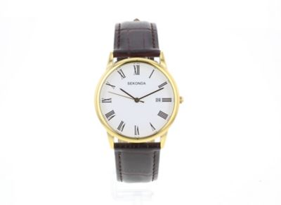 Sekonda Menand#39;s Brown Leather Strap Watch