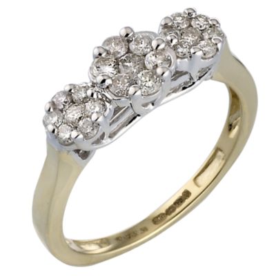 18ct Gold 1/2 Carat Diamond Cluster Ring